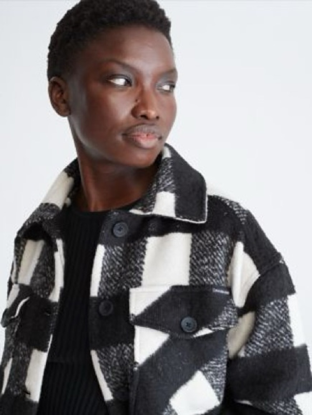Calvin Klein Plaid Fluffy Jacket
